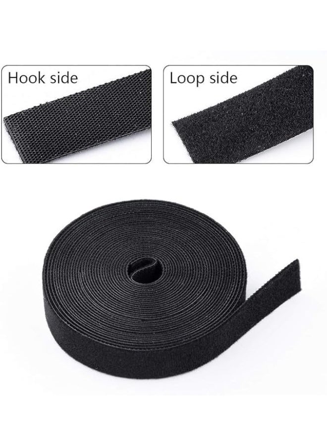 Double-sided cable management tape with reusable Velcro strip for home and office use, 5 meters x 2.5 cm, black color - Image 5